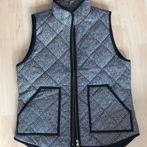 Jcrew Printed Quilted Herringbone Puffer Vest